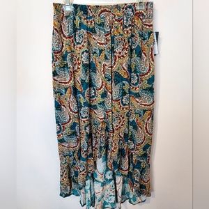 Vibrant Paisley skirt Petite Med Flowy Artsy Festival Boho Fairy Gypsy Spring